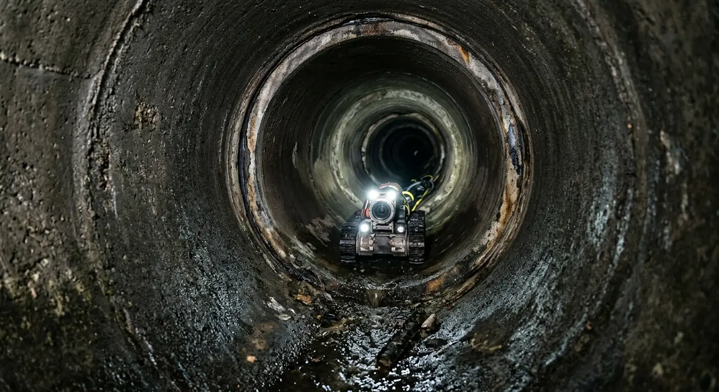 Robotic sewer camera inspecting pipe interior for Sewer Line Cleaning in Fort Wayne